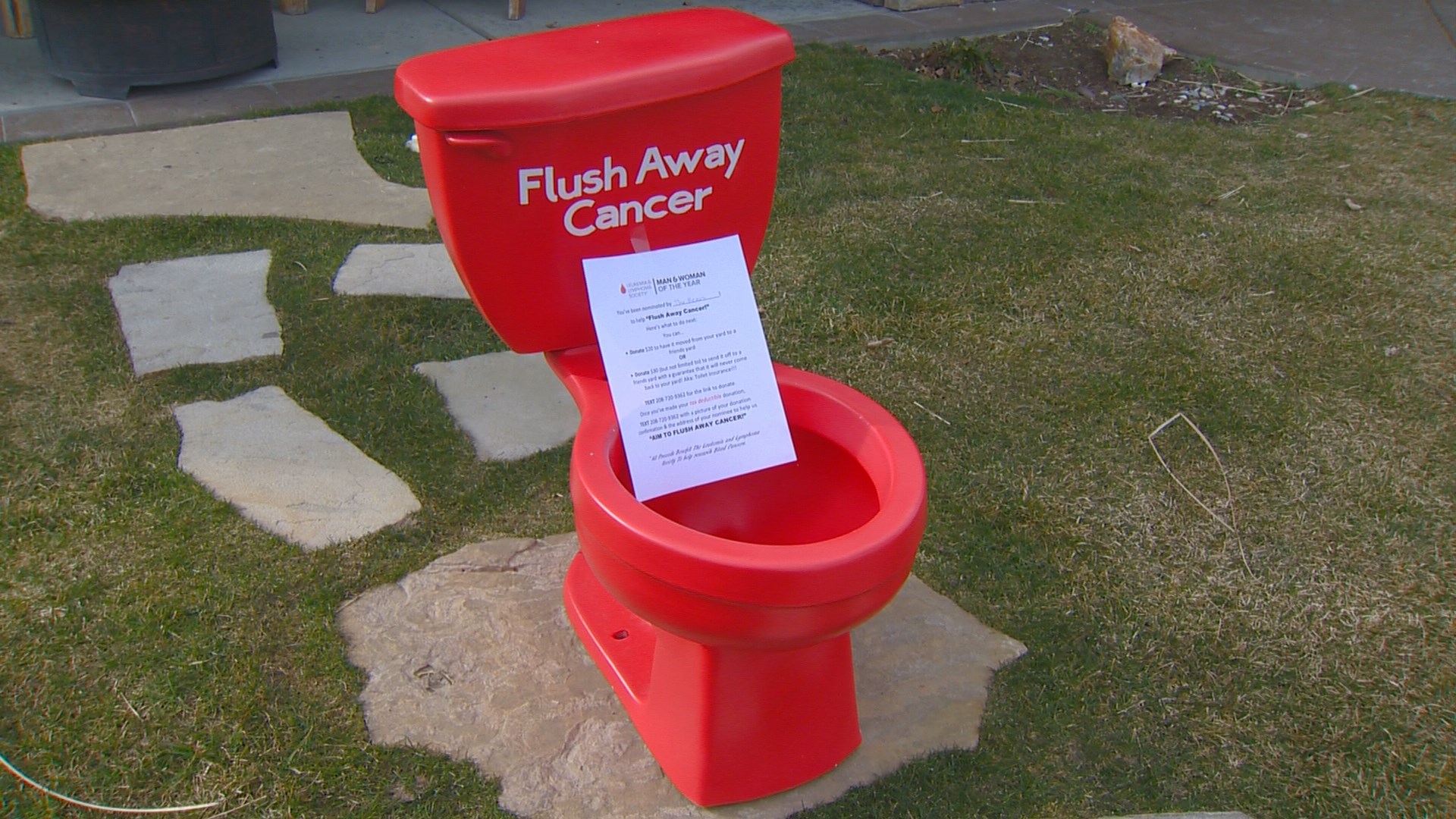 Group looks to 'Flush Away Cancer' by leaving toilets in yards